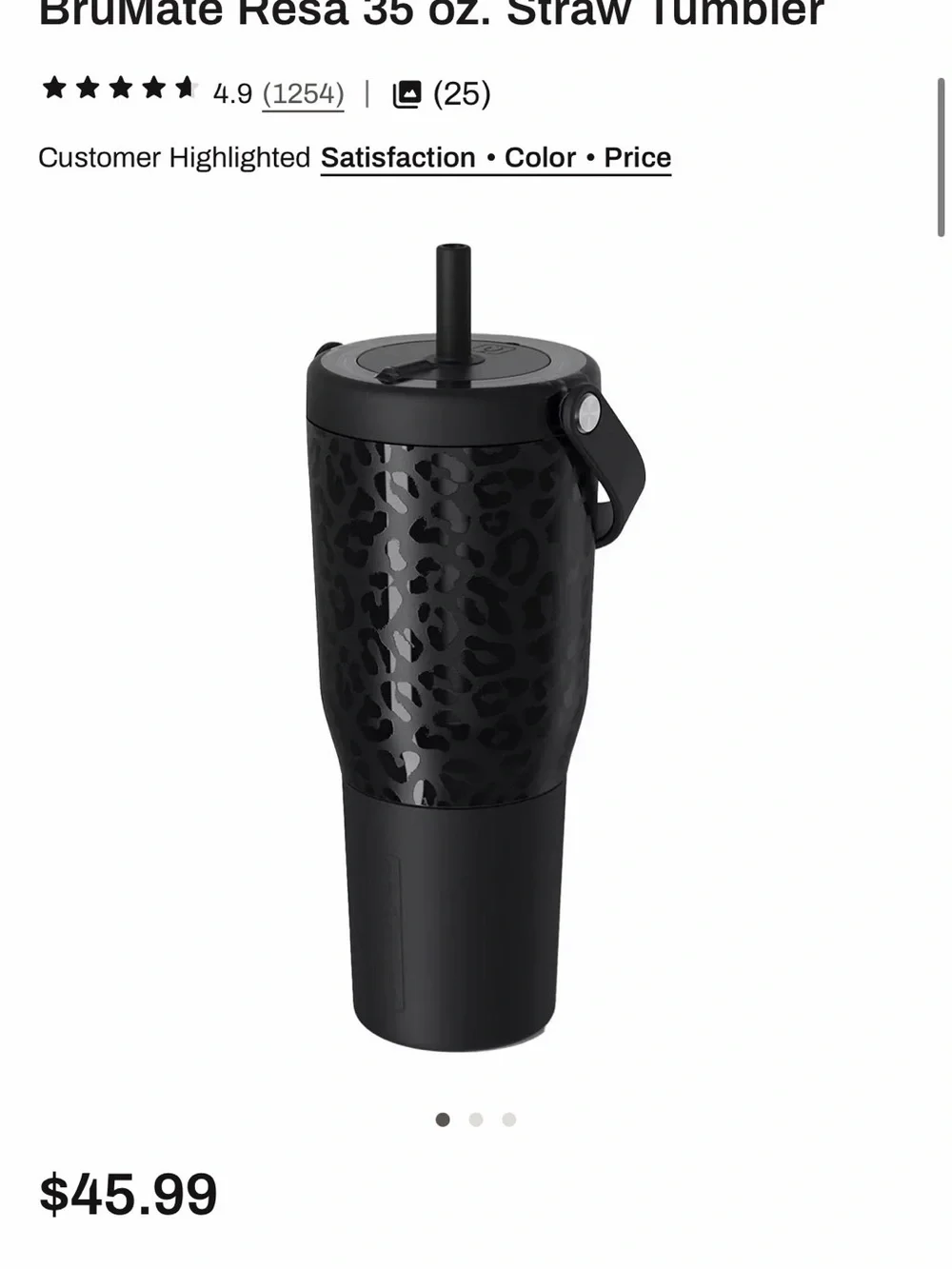 BrüMate Resa 35 oz Tumbler Onyx Leopard NWT | Leakproof | Box & Bag